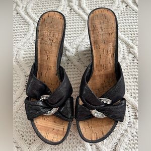 Guess Platform Slide Sandals Black Sz 8.5 M Pre-Owned, Great Condition